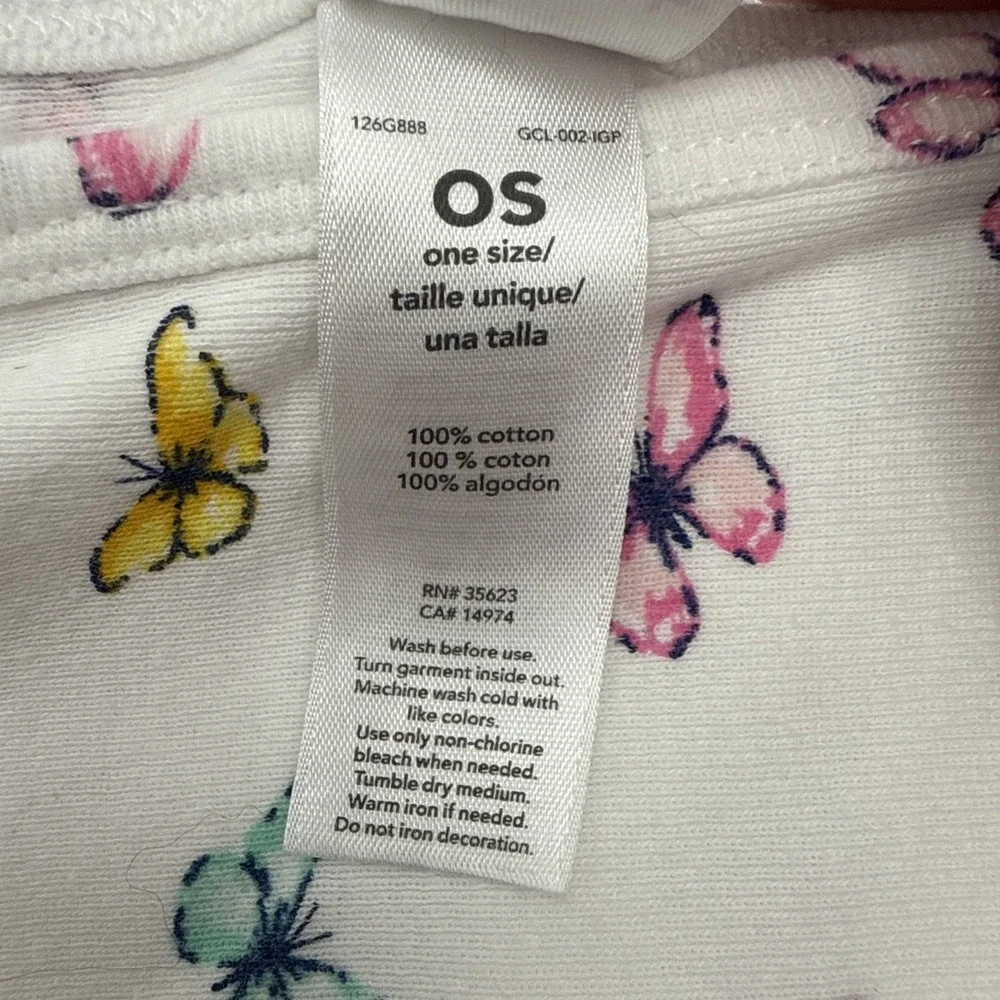 Vtg Carter's Butterfly Baby Blanket Receiving Swaddle Jersey 100% Cotton